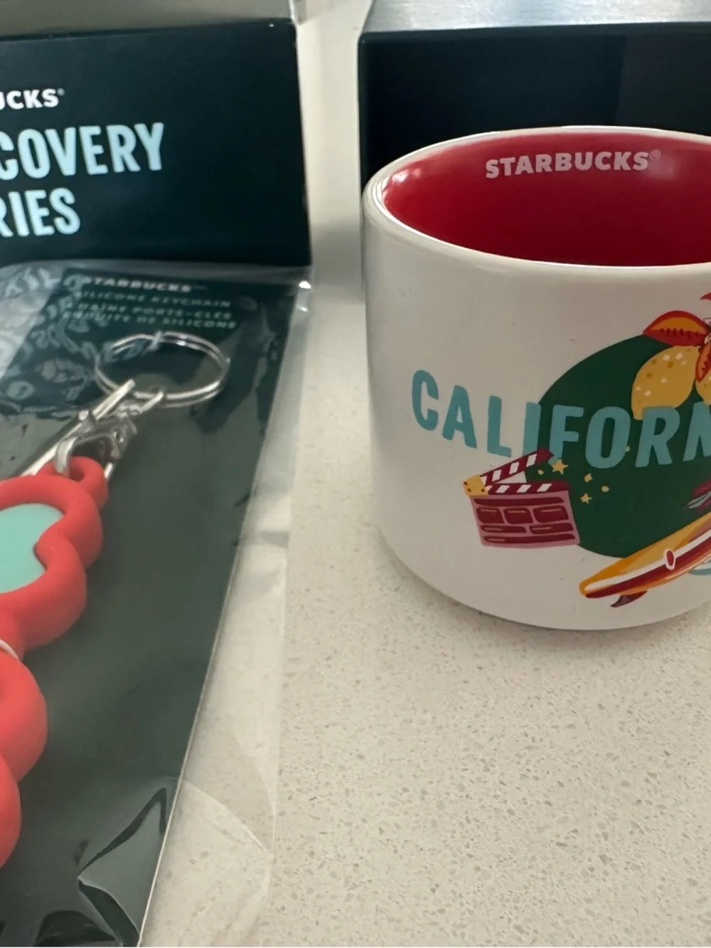 Starbucks Red & Mint Heart Keychain Gift Mug Set (2fl mug)